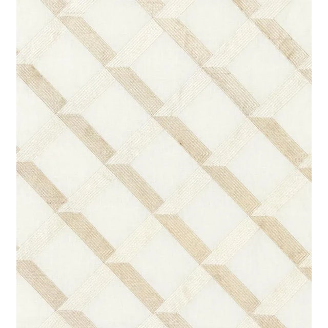 Traditional The House of Scalamandré Lattice Embroidery Fabric, Alabaster For Sale - Image 3 of 3
