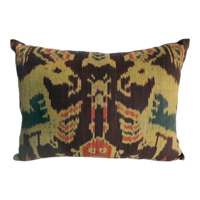 Antique Central Asian Ikat Pillow, Circa 1850 For Sale
