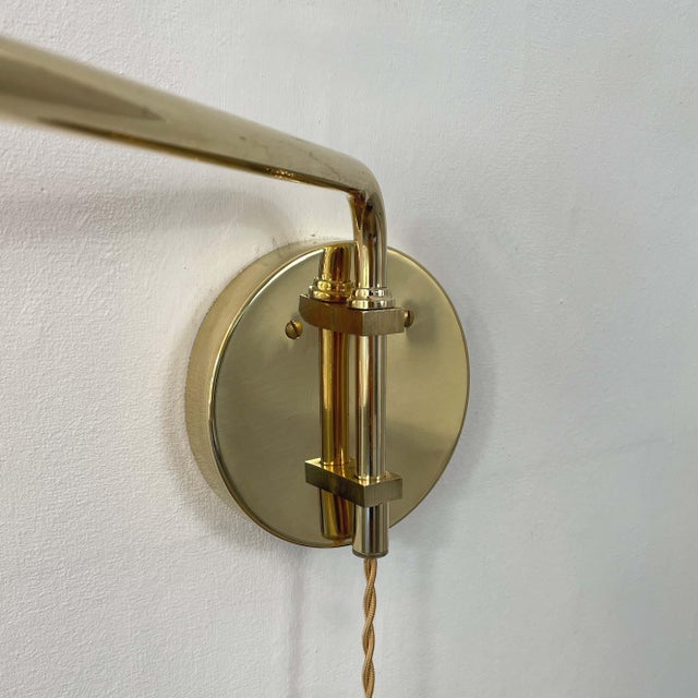 White Articulating Brass Wall Light, 1950s For Sale - Image 8 of 16