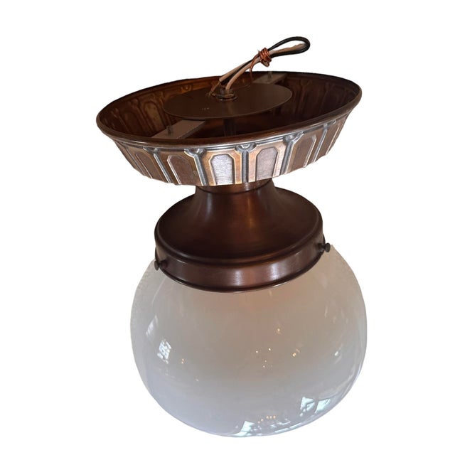 1930s Art Deco Flush Mount Fixture With Original Shade, Circa 1930 For Sale - Image 5 of 5