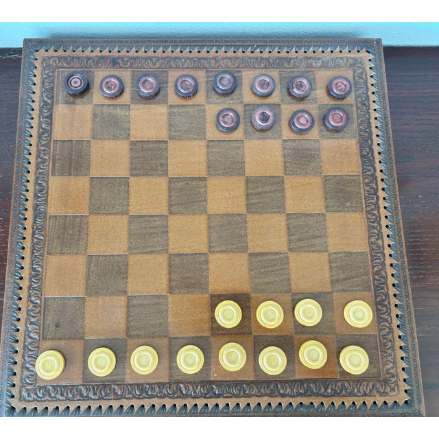 Italian Roman-Style Chess Set Cast Metal and Leather Leather Board Circa 1960 For Sale - Image 14 of 15