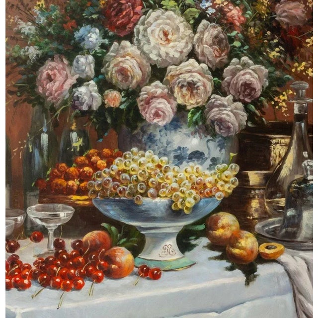 Contemporary Francois Gabriel Floral Still Life Oil on Panel For Sale - Image 3 of 6