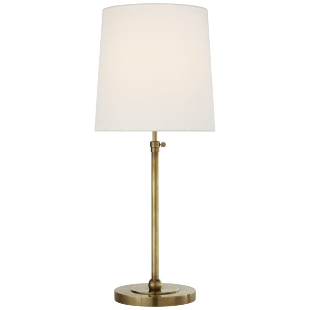 Modern Thomas O'Brien by Visual Comfort Signature Bryant Large Table Lamp in Hand-Rubbed Antique Brass with Linen Shade For Sale - Image 3 of 3