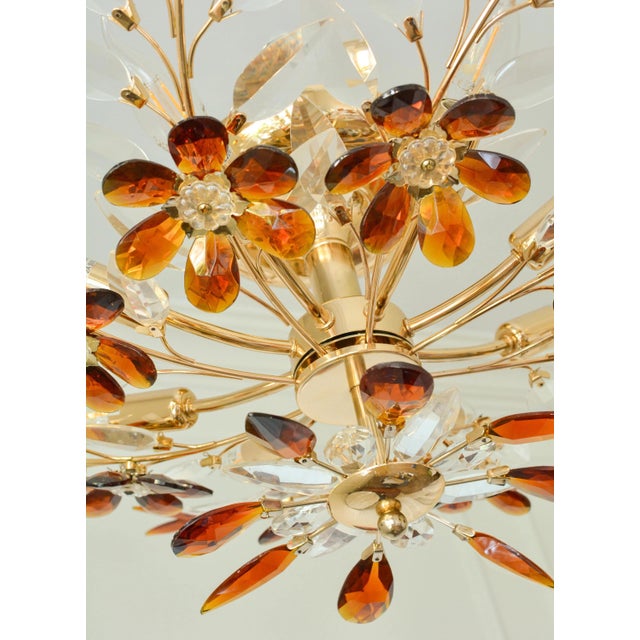 Large Vintage Amber Crystal Flower Chandelier, 1970s For Sale - Image 12 of 13