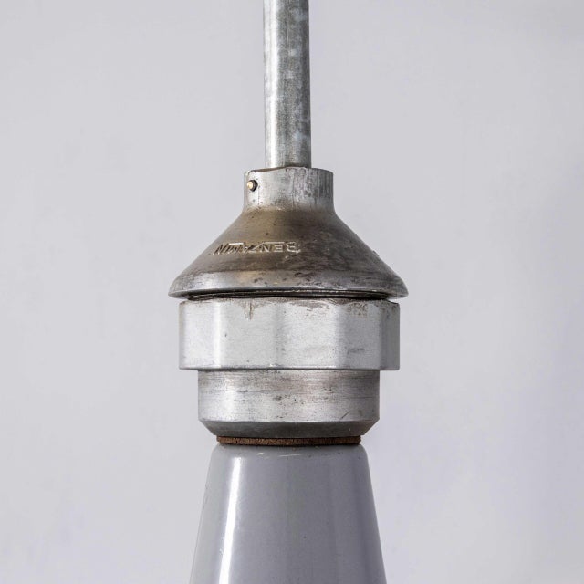 Paint Industrial Grey Benjamin Crysteel Enamelled Parabolic Lamp, 1950s For Sale - Image 7 of 10