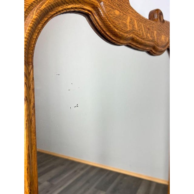 Vintage French Style Wall Mirror in Carved Oak For Sale - Image 6 of 11