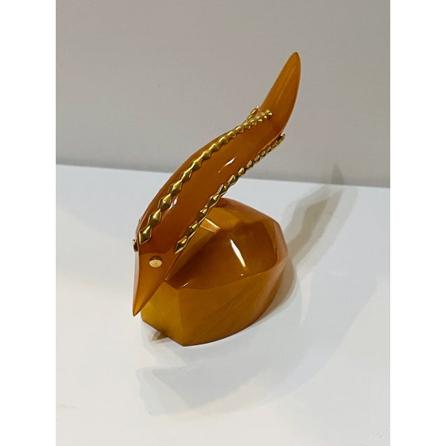 Abstract Vintage 1980s Baltic Amber Fish Figurine Egg Yolk Color Gold Accents For Sale - Image 3 of 11