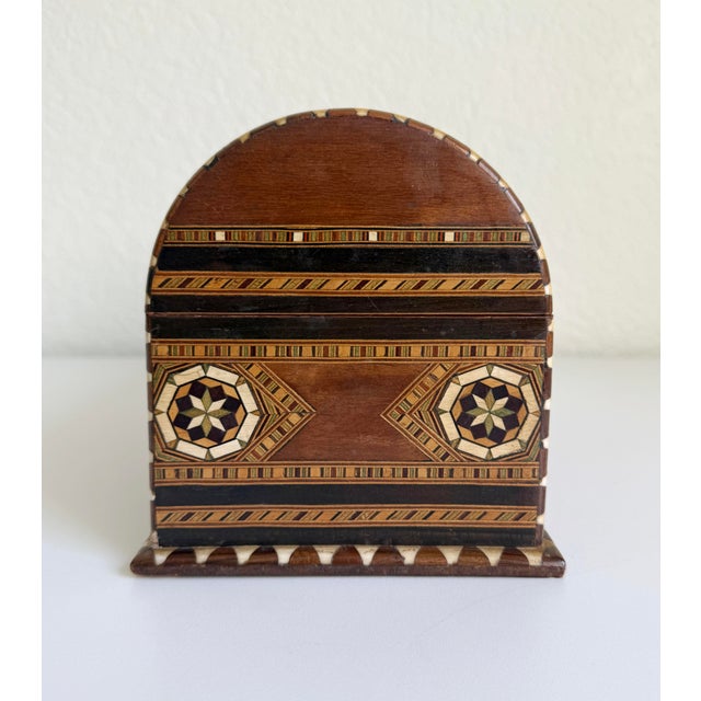 Wood Large Moorish Inlay Lidded Box, Spain, 1950s For Sale - Image 7 of 10
