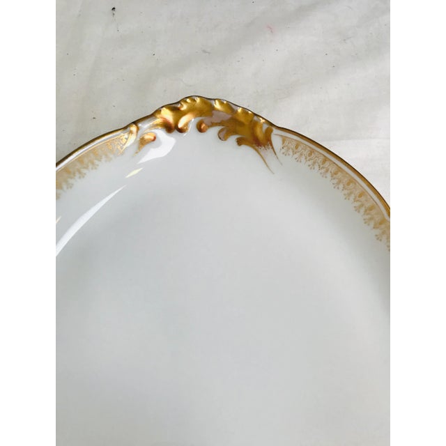 Marshall Fields Limoges France Gold Trimmed Oval Serving Platter For Sale - Image 4 of 6
