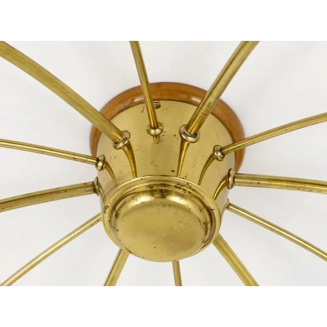 Modernist Brass Sun-Shaped Flush Mount attributed to J. T. Kalmar for Kalmar, Austria, 1950s For Sale - Image 6 of 9
