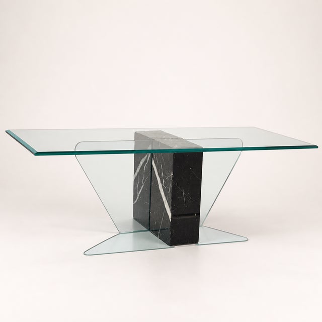 Postmodern Geometric Glass and Marble Coffee Table, 1980s, Mid-Century For Sale - Image 10 of 10