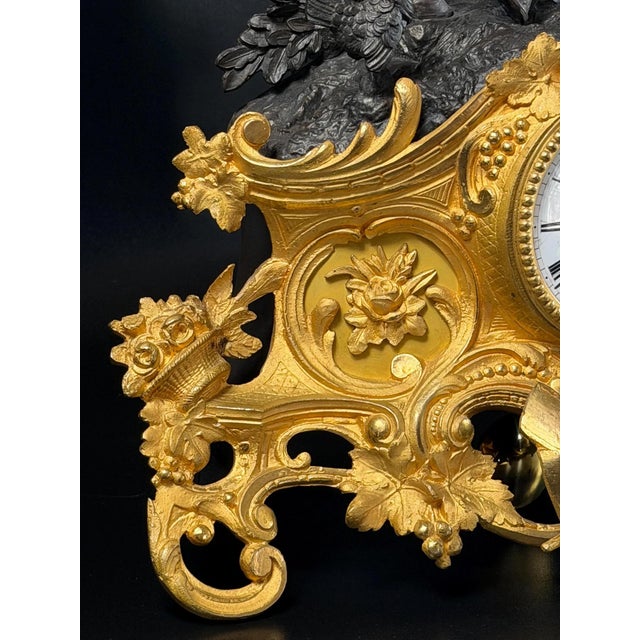 French Gilt-Bronze and Patinated Bronze Figural Mantel Clock with Equestrian Boy from Les Japy Fils, 1850s For Sale - Image 6 of 18