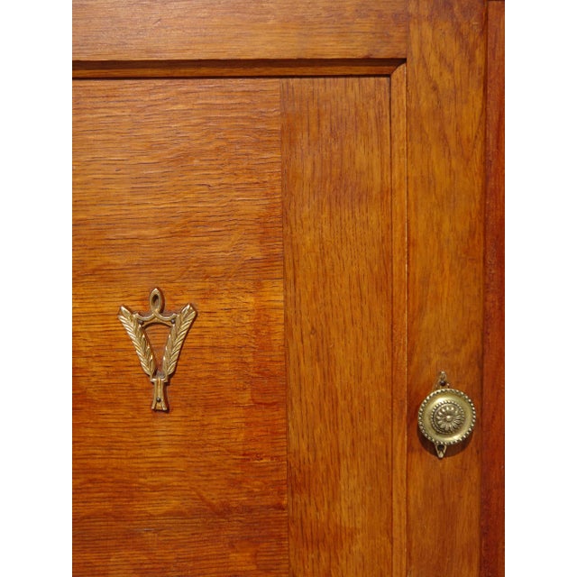 Wood Vintage Oak and Veneer Sideboard with Gilt Handles, 1950s For Sale - Image 7 of 18