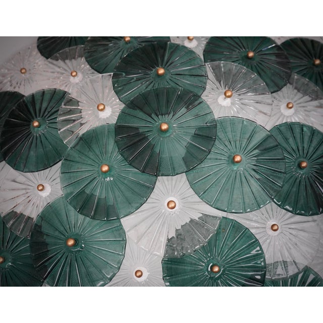 Mid-Century Modern Art Deco Murano Glass Transparent and Green Chandelier, 2000 For Sale - Image 3 of 10