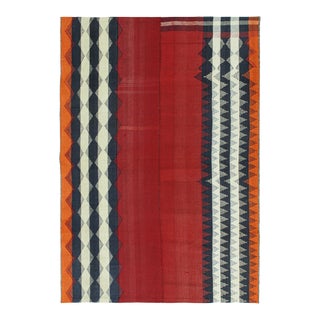 Vintage Persian Kilim in Red With Geometric Border Patterns by Rug & Kilim For Sale