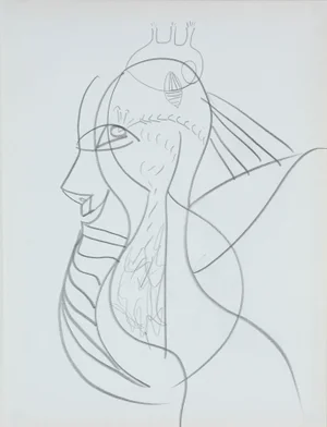 Michael Di Cosola Psychedelic Portrait in Graphite, Late 20th Century Late 20th Century