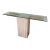 1970's Italian Travertine Pedestal Base and Glass Top Console For Sale