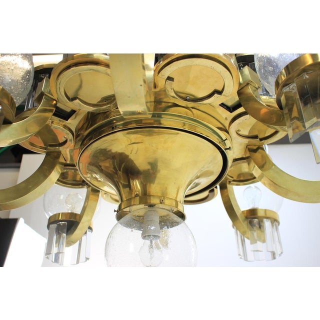 Big Art Deco Chandelier in Brass, 1930s For Sale - Image 10 of 14