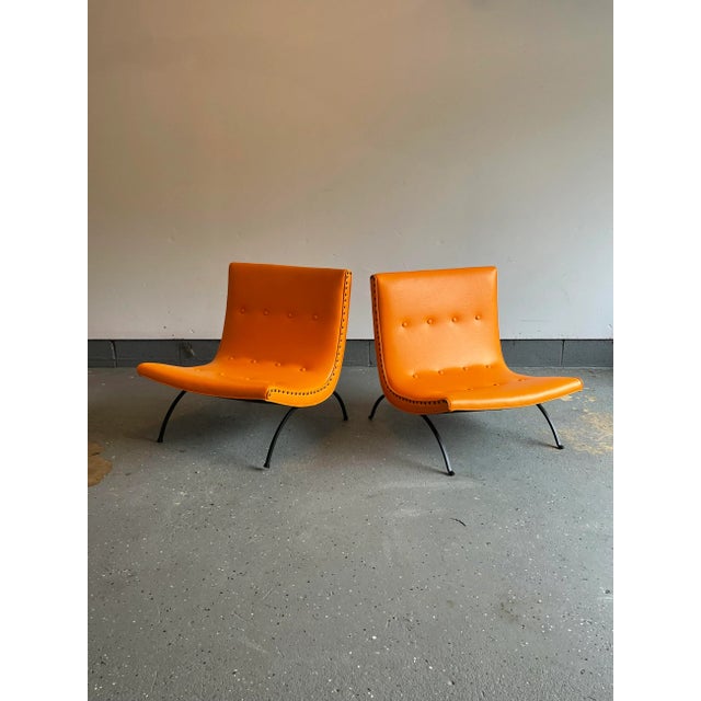 Rare pair of lounge chairs designed by Milo Baughman for James Mfg. Chairs were reupholstered about a year ago in an...
