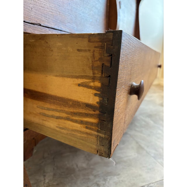 Tiger Oak Sideboard With Beveled Mirror From the Early 1900s For Sale - Image 11 of 12