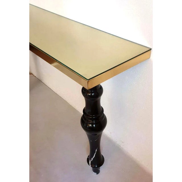 Metal Mid Century Modern Marble & Brass Console Table Italy 1980s For Sale - Image 7 of 9