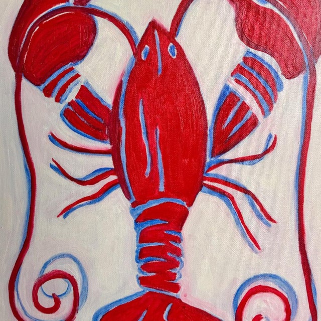 2020s Original Lobster Painting in Ornate Gold Studded Frame, Oil on Canvas, 13" X 16" by Tatiana Duperault For Sale - Image 5 of 5