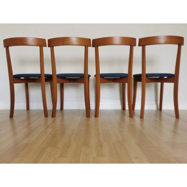 Mid-Century Modern Vintage Italian Dining Chairs with Blue Fabric Seats from Calligaris, 1990s, Set of 4 For Sale - Image 3 of 18