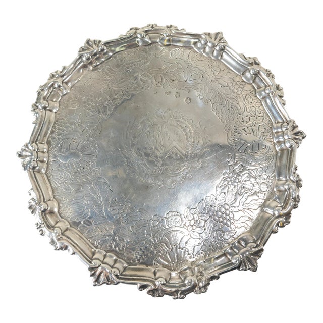 18th Century Irish Sterling Silver Dublin Hallmarked Salver For Sale