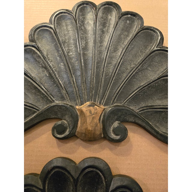 Pair of Vintage House Parts Wood Carved Garden Plaques With Distressed Finish For Sale - Image 4 of 6
