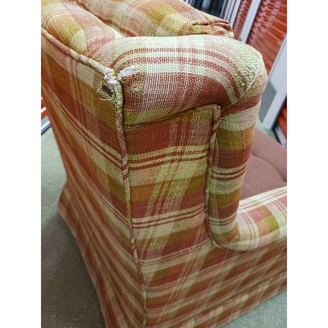 Henredon 1961 Mid-Century Henredon Plaid Lounge Chair - Project Piece For Sale - Image 4 of 13