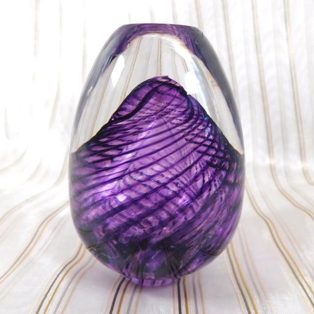 1990s Signed Purple Swirled Perfume Bottle For Sale - Image 5 of 8
