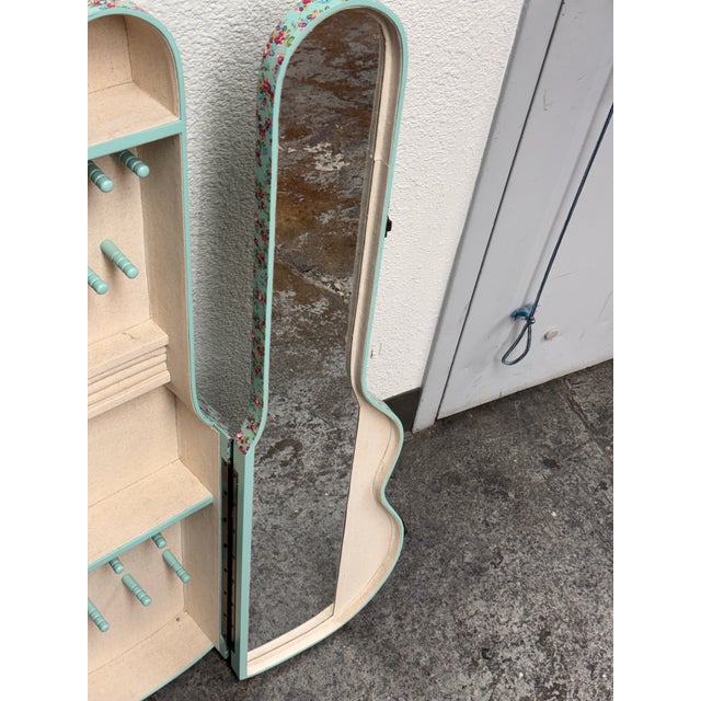 Glass Pottery Barn Guitar Shaped Jewelry Storage Case + Mirror For Sale - Image 7 of 12