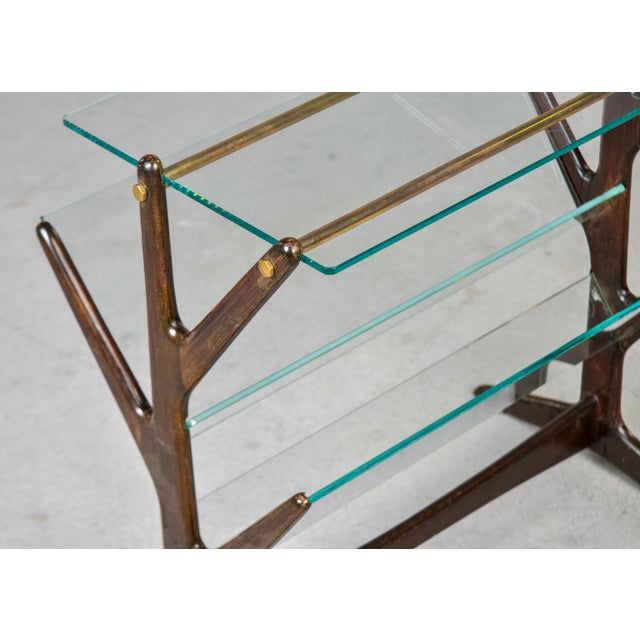 Mid Century Mahogany Side Table With Magazine Rack and Brass Detail For Sale - Image 10 of 11