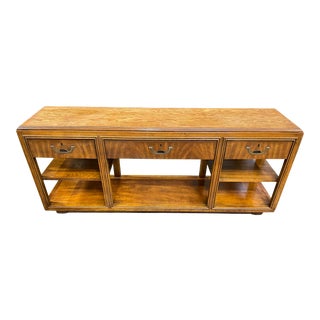 1980’s Campaign Style Console Table by Drexel “Accolade” For Sale