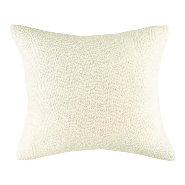 Creamy White Chevron Square Alpaca Pillow For Sale