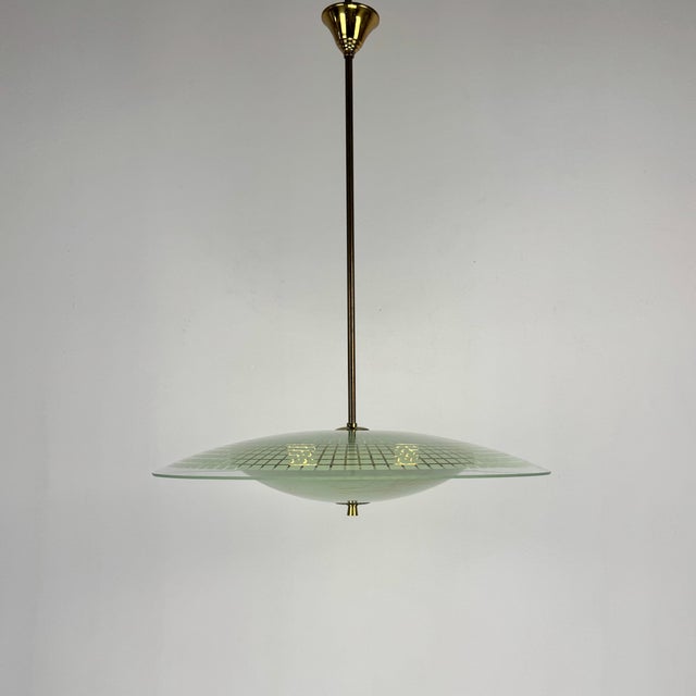1950s Mid-Century Modern Italian UFO Pendant Lamp by Pietro Chiesa for Fontana Arte, 1950s For Sale - Image 5 of 11