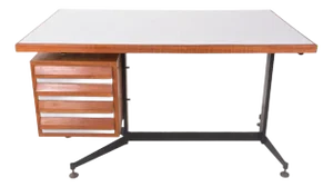 Vintage Industrial Desk with Suspended Wooden Drawers and Metal Frame, 1960s