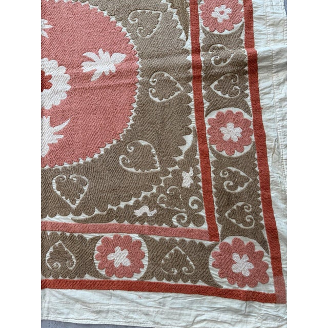 Suzani Textile Wall Art - Bohemian Embroidery 4'4'' X 4'5'' For Sale In New York - Image 6 of 16