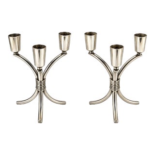 Mid Century 1847 Rogers Bros Flair Candleholders For Sale