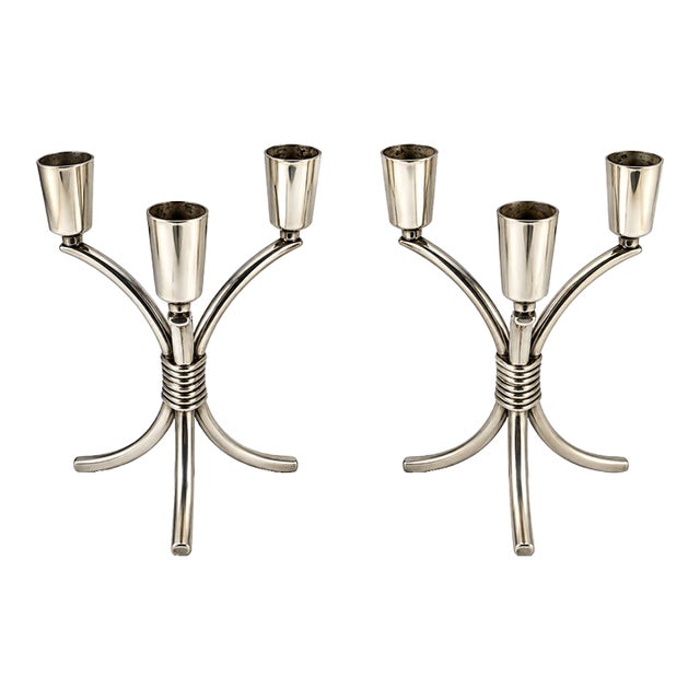 Mid Century 1847 Rogers Bros Flair Candleholders For Sale