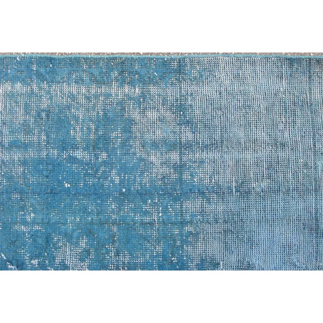 Early 20th Century Antique Oushak Rug, Hand-Knotted Wool, Overdyed Blue, Turkey, 1920 For Sale - Image 5 of 10