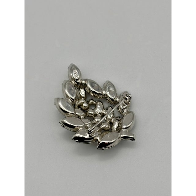Weiss Vintage Albert Weiss Brooch, Grey Rhinestones W/Scrolling Clear Rhinestones, Book Piece For Sale - Image 4 of 15