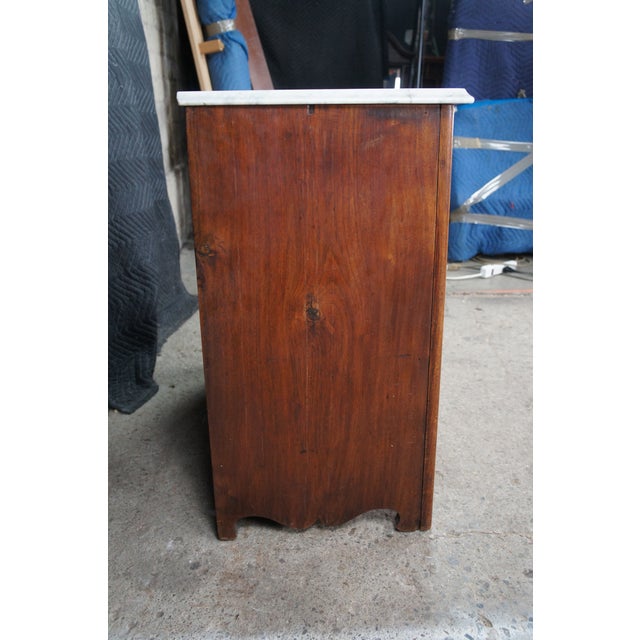 Antique American Victorian Oak & Marble Washstand Bedside Table Vanity Cabinet For Sale - Image 10 of 13