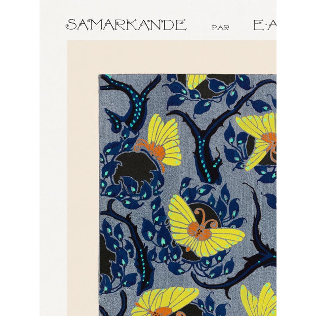 Illustration Butterfly Pochoir Pattern, Art Nouveau Oriental Style, Vintage Art Print Reproduction, 18" × 24" For Sale - Image 3 of 7