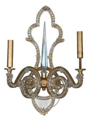 Vintge Schonbek Scheherezade Gold Crystal Mirrored Wall Sconce #9620