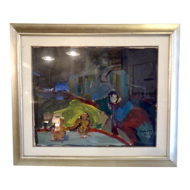 1960s Framed Mid-Century Oil Painting For Sale