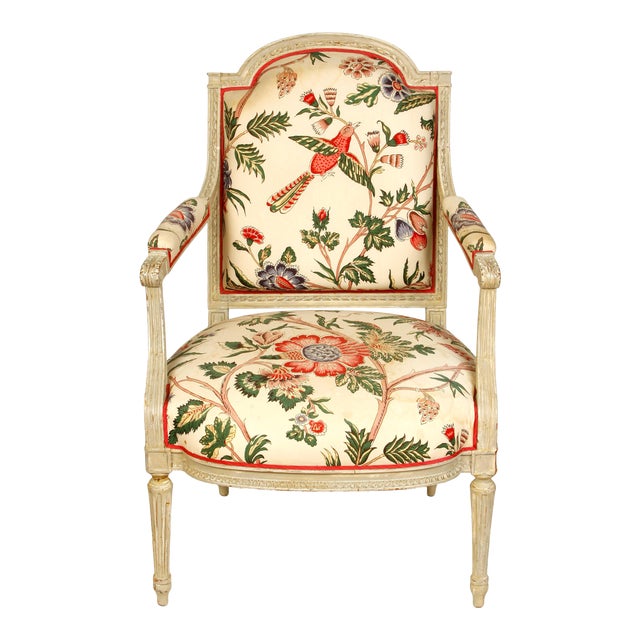 French Armchair in European Chintz Fabric For Sale