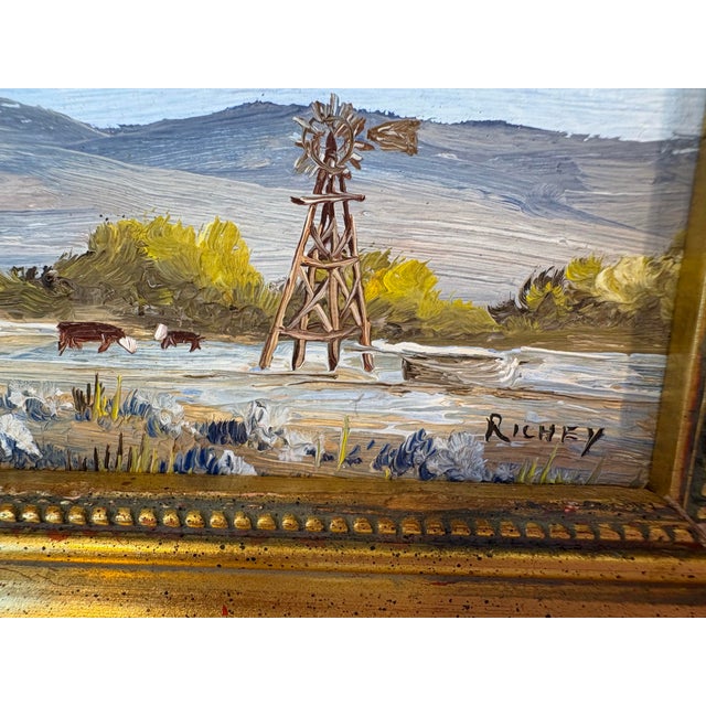 Blue Miniature Oil Painting by West Texas Artist John W. Richey For Sale - Image 8 of 10