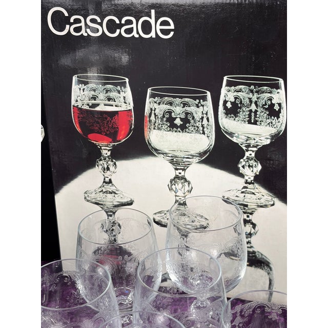 Cascade Etched Crystal Stemware • Complete 36‑Piece Service With Jewel‑Cut Sphere Stems For Sale - Image 11 of 11