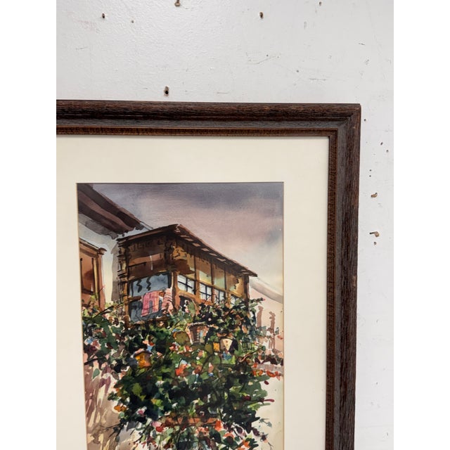 Luis Balcony Limeno Framed Watercolor, Circa 1999 For Sale - Image 4 of 12